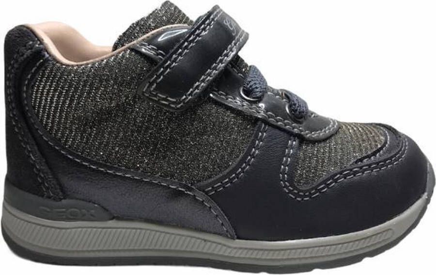 GEOX velcro elastiek glitter lederen sneakers Rishon Grijs