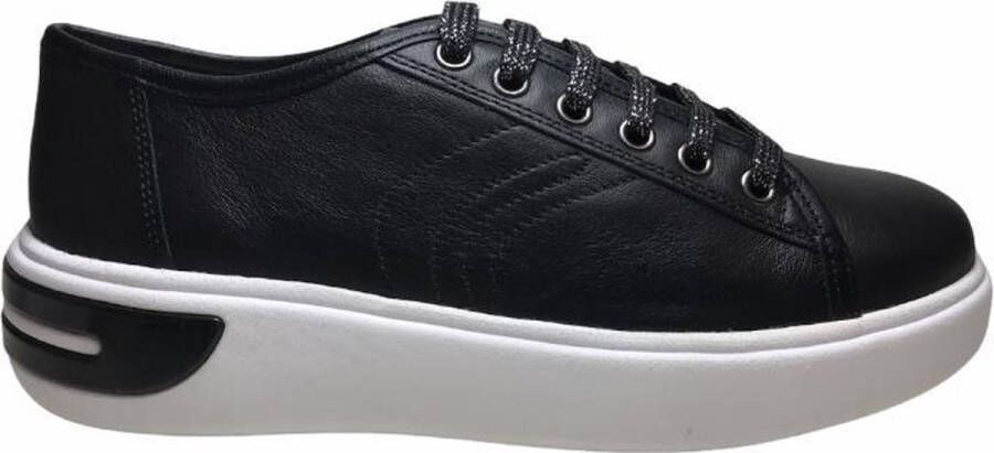 GEOX veter effen lederen schoenen Ottaya zwart