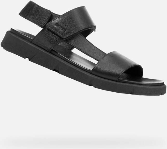 Geox Zwarte platte sandalen voor mannen Black Heren