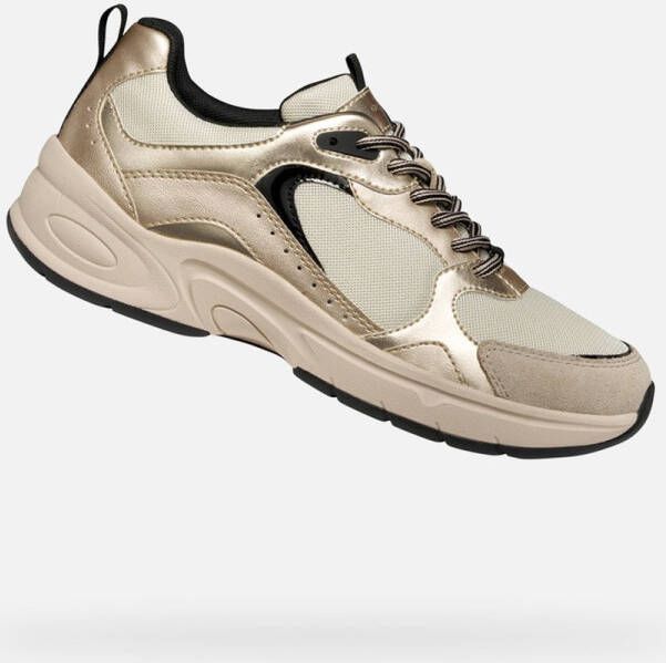 GEOX ZARVIA DAMES Sneakers MELKWIT LICHTGOUD