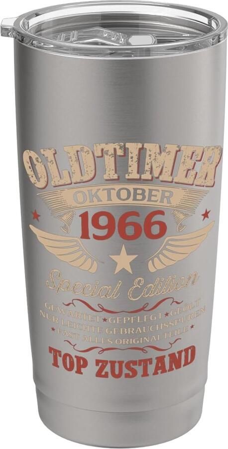 Geschenk voor 60e verjaardag man oktober dubbelwandige thermobeker