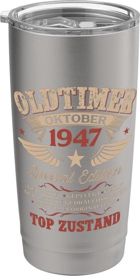 Geschenk voor 79e verjaardag oktober 1947 dubbelwandige thermobeker