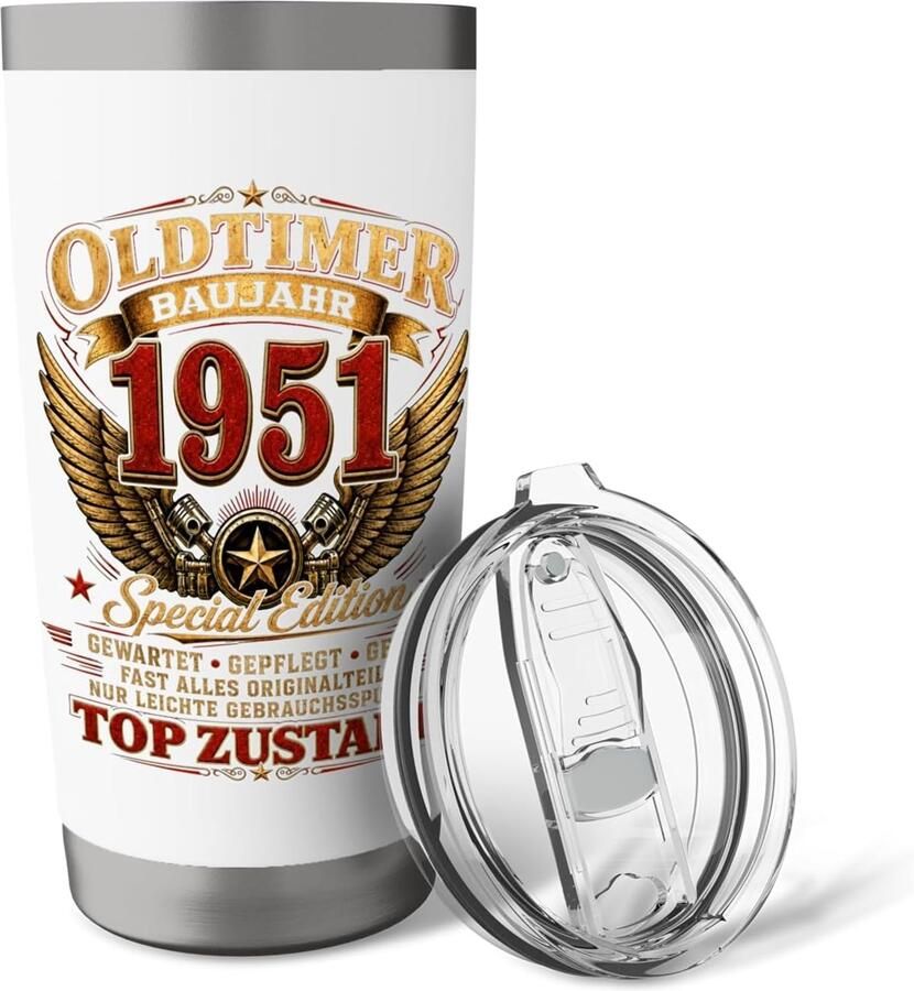 Geschenk voor Man 75e Verjaardag 1951 Grappig Thermosbeker