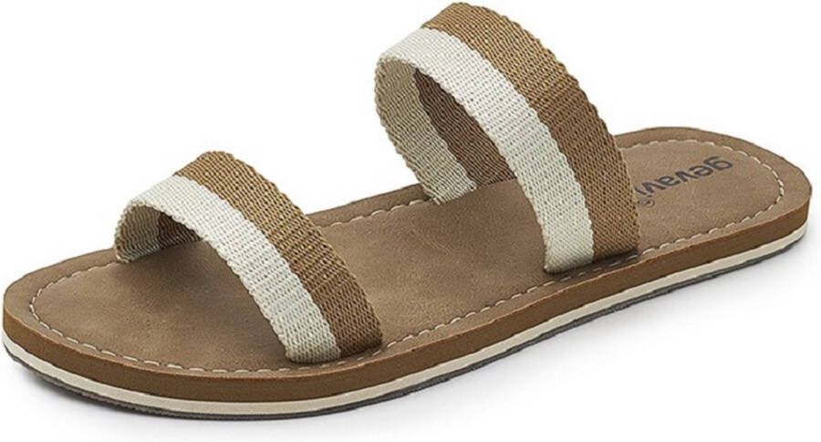 Gevavi Bisa teenslipper slipper beige bruin