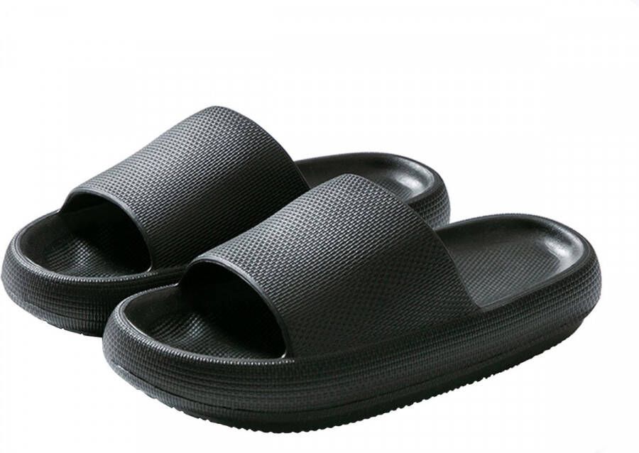 Geweo Slippers EVA Badslippers Unisex Verdikte Lichtgewicht Super Zacht aan je Voeten Anti-Slip en Stevig Voetbed Anti-lawaai Zwart