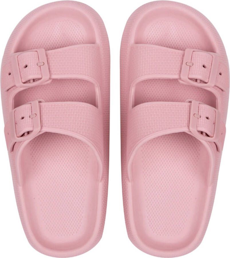 Geweo Badslippers Pillow Slides EVA Slippers Kerstmis Kerstfeest Christmas Gift Unisex Verstelbare Gesp Verdikte Antislip Lichtgewicht Roze