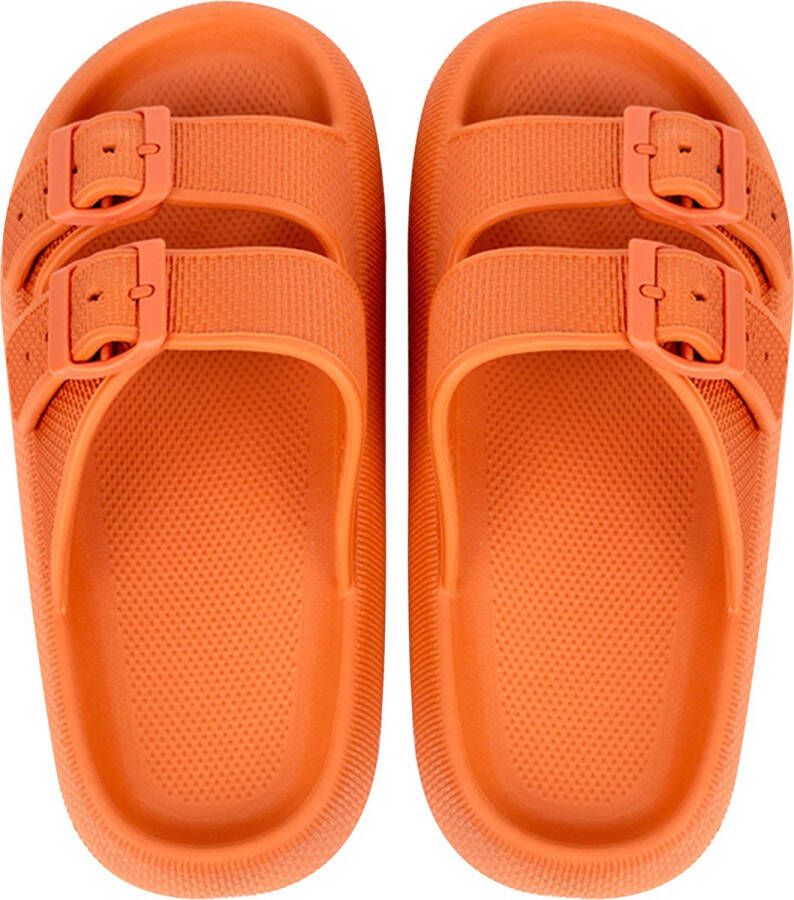 Geweo Oranje EK voetbal 2024 WK Badslippers Pillow Slides EVA Slippers Kerstmis Kerstfeest Christmas Gift Unisex Verstelbare Gesp Verdikte Antislip Lichtgewicht Oranje - Foto 1