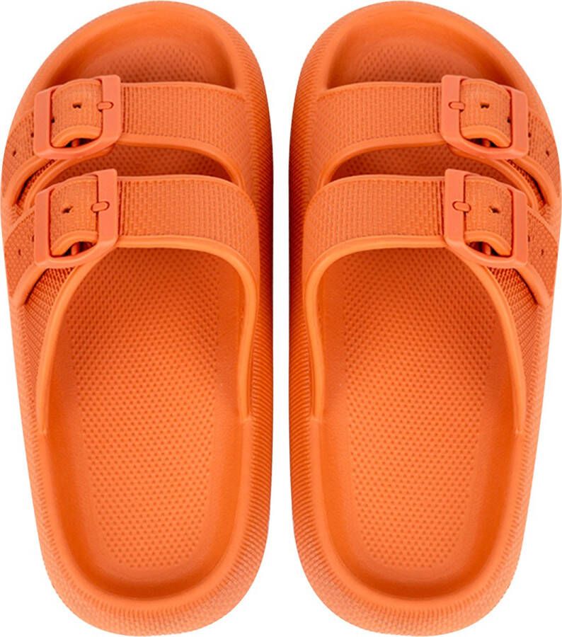 Geweo Badslippers Pillow Slides EVA Slippers Kerstmis Kerstfeest Christmas Gift Unisex Verstelbare Gesp Verdikte Antislip Lichtgewicht Oranje - Foto 1