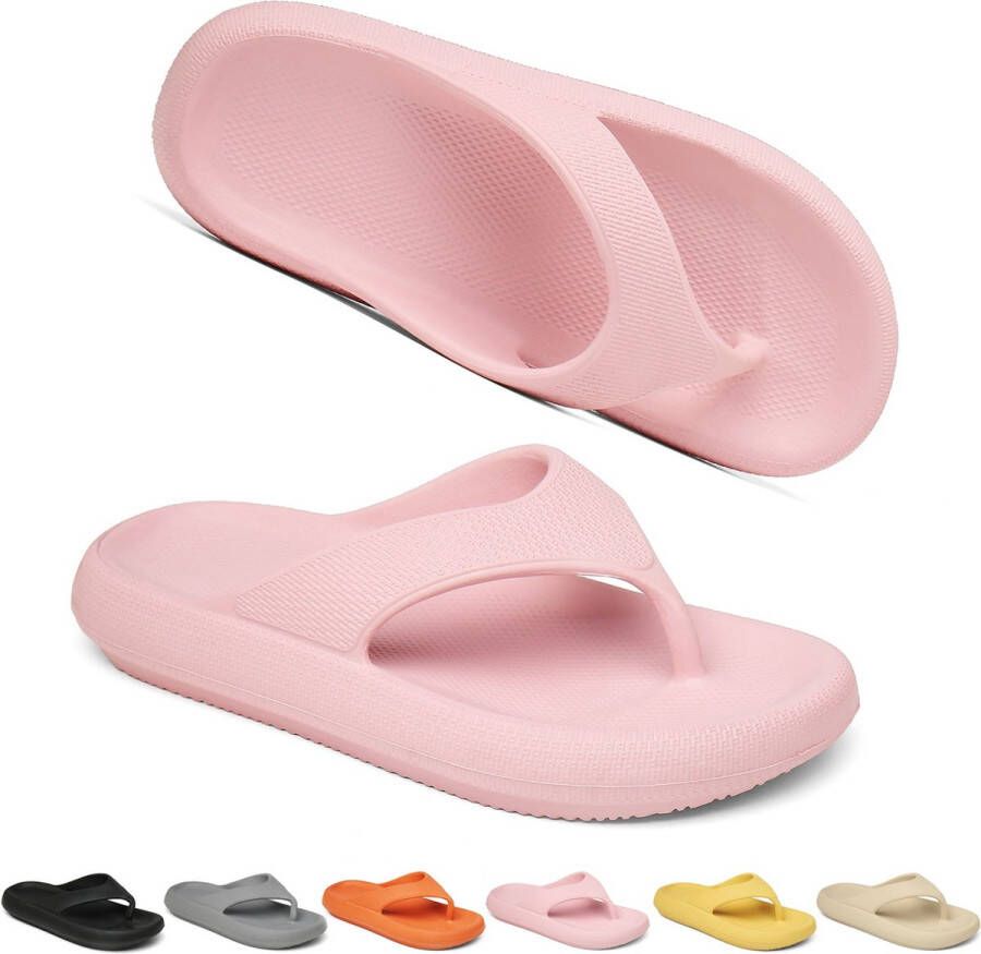 Geweo -Badslipppers-Slippers Heren Dames-Antislip Zachte Zomer Teenslippers-roze