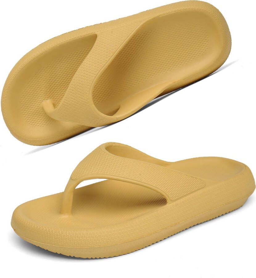 Geweo Badslipppers Slippers Dames Antislip Zachte Zomer Teenslippers Geel