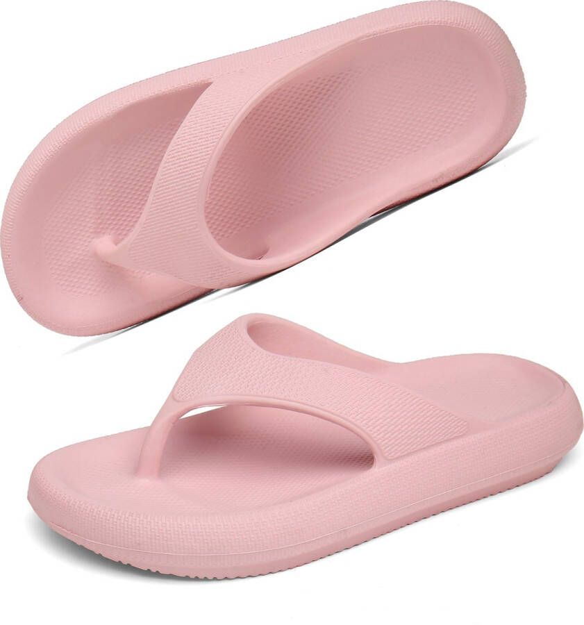 Geweo -Badslipppers-Slippers Heren Dames-Antislip Zachte Zomer Teenslippers-roze