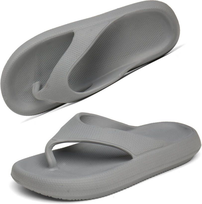 Geweo -Badslipppers-Slippers Heren Dames-Antislip Zachte Zomer Teenslippers-Grijs