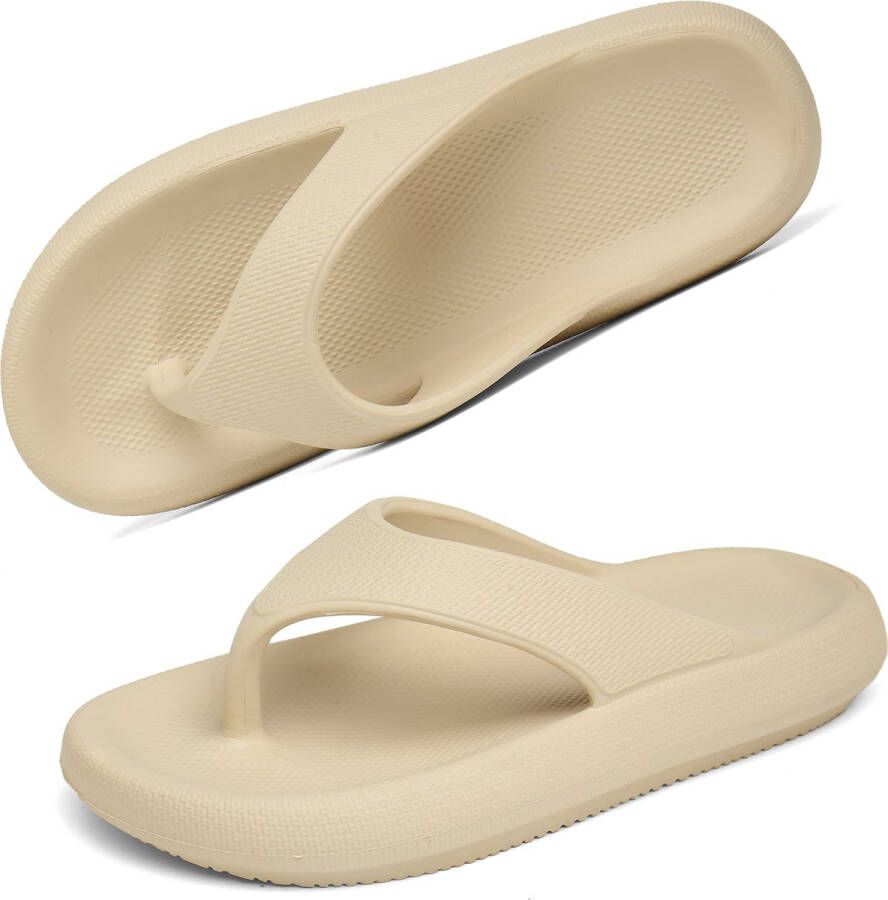 Geweo -Badslipppers-Slippers Heren Dames-Antislip Zachte Zomer Teenslippers-Khaki