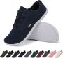 Geweo Barefoot Schoenen Fitnessschoenen Turnschoenen Heren Knit Textiel Flexible Platte Zool Ruime Teenruimte Blauw - Thumbnail 1