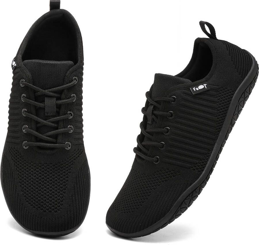 Geweo Barefoot Schoenen Sportschoenen Sneakers Fitnessschoenen Hardloopschoenen Ade d Knit Textiel Platte Zool Zwart