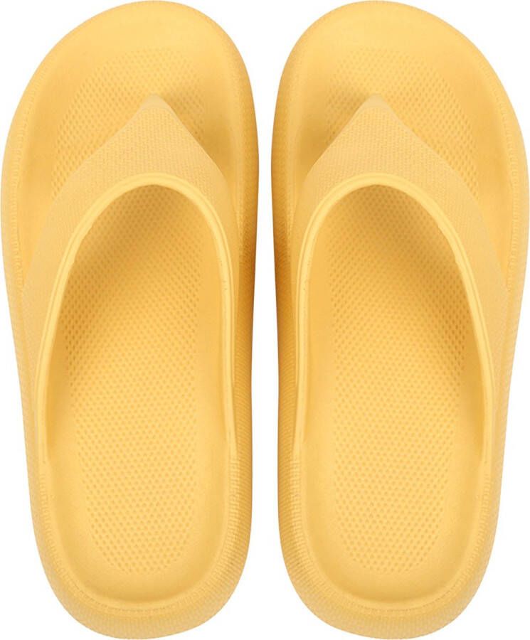 Geweo Slippers Heren Dames EVA Badslippers -Flip Flops Slim Slippers Verdikte Lichtgewicht Super Zacht aan je Voeten Anti-Slip en Stevig Voetbed Anti-lawaai Geel