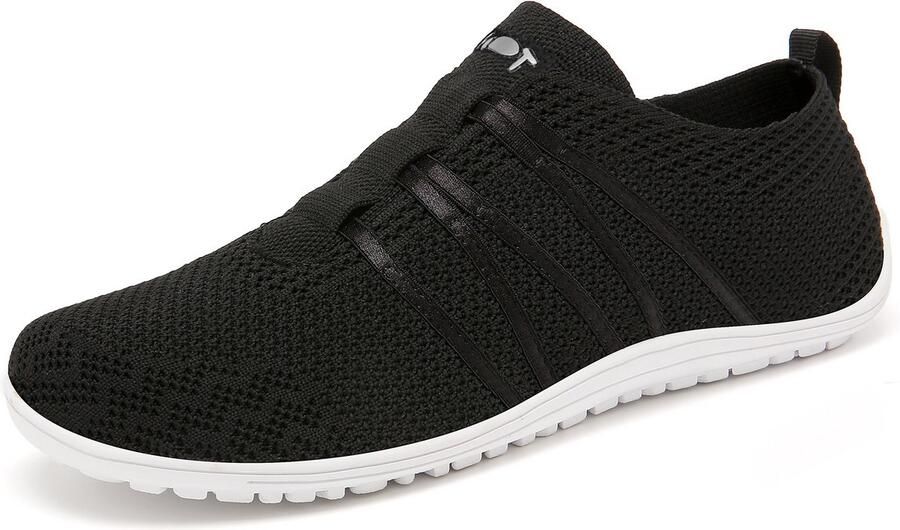 Geweo Barefoot Schoenen Instappers Gymschoenen Zaalschoenen Sportschoenen Sneaker Ademend Knit Mesh Platte Zool Zwart