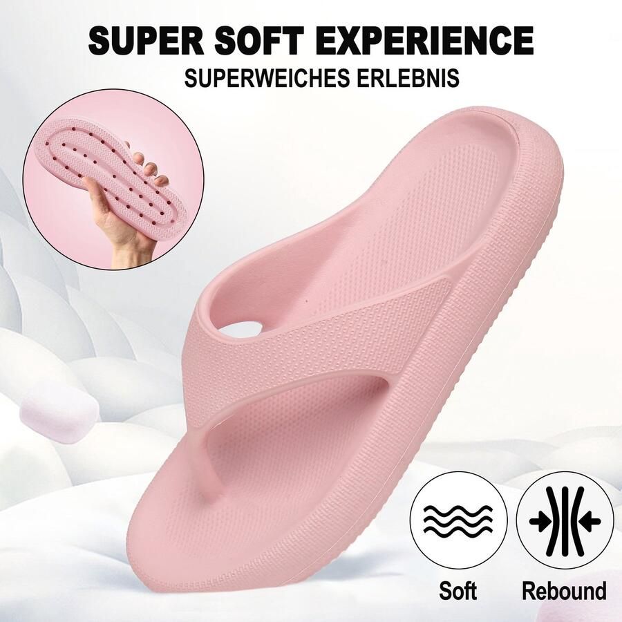 Geweo Slippers Heren Dames EVA Badslippers -Flip Flops Slim Slippers Verdikte Lichtgewicht Super Zacht aan je Voeten Anti-Slip en Stevig Voetbed Anti-lawaai Roze - Foto 2