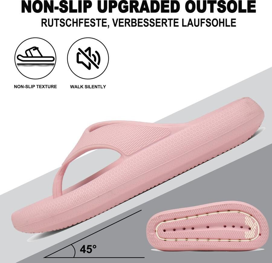 Geweo Slippers Heren Dames EVA Badslippers -Flip Flops Slim Slippers Verdikte Lichtgewicht Super Zacht aan je Voeten Anti-Slip en Stevig Voetbed Anti-lawaai Roze - Foto 5