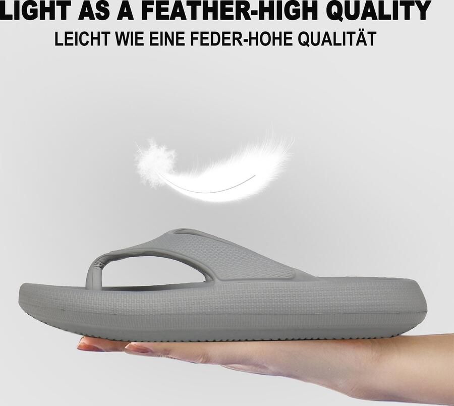 Geweo Slippers Heren Dames EVA Badslippers -Flip Flops Slim Slippers Verdikte Lichtgewicht Super Zacht aan je Voeten Anti-Slip en Stevig Voetbed Anti-lawaai Grijs - Foto 7