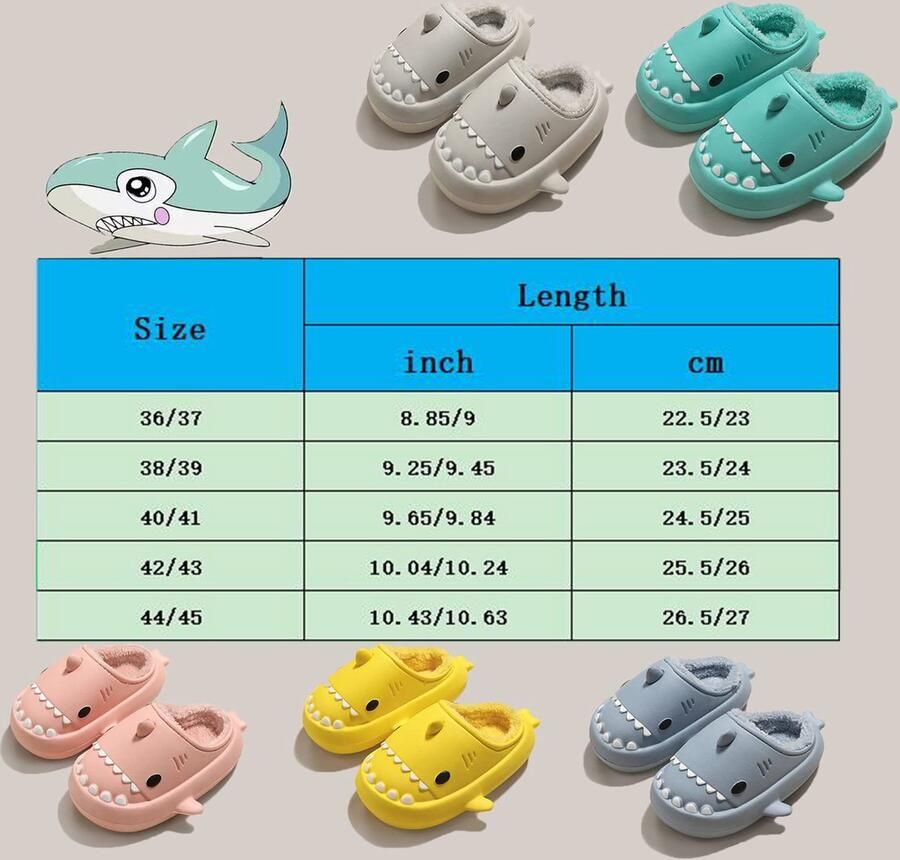 Geweo Home Sloffen Haai Pantoffels Kerstmis Kerstfeest Christmas Gift Antislip Pluche Warme Fleece Open Sloffen Comfortabel Traagschuim Blauw - Foto 4