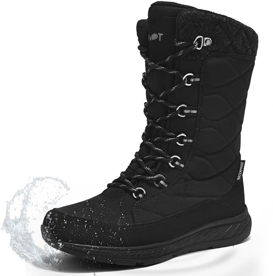 Geweo Laarzen Outdoor Laarzen Waterdicht & Winddicht Antislip Sneeuwboots Laarzen voor en Zwart