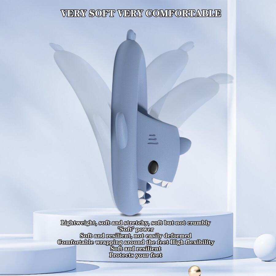 Geweo Shark Slides Haai Slippers Badslippers Kerstmis Kerstfeest Christmas Gift Pantoffels Douchepantoffels Haaienpantoffels Zomer Antislip Platform Kussen Glijbanen Slippers Blauw - Foto 2