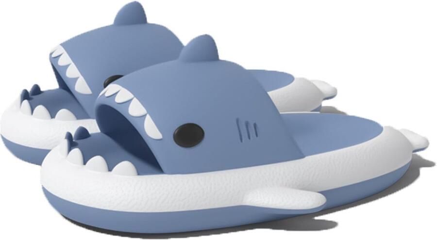 Geweo Slippers Slippers Badslippers Shark Slides Haai Slippers Antislip Platform Blauw & Wit