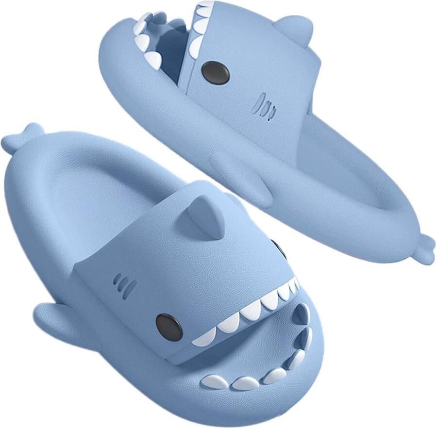 Geweo Slippers Slippers Badslippers Shark Slides Haai Slippers Antislip Platform Blauw