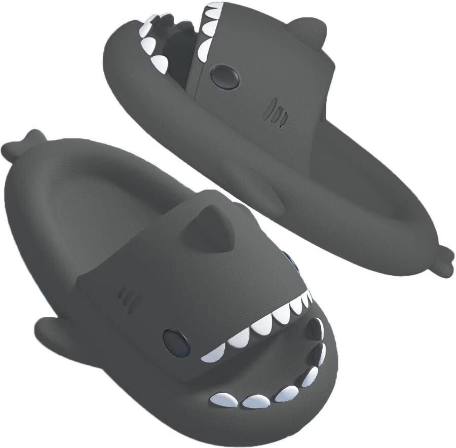 Geweo Slippers Slippers Badslippers Shark Slides Haai Slippers Antislip Platform Grijs