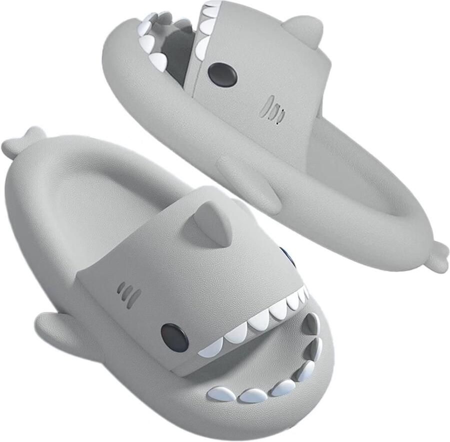 Geweo Slippers Slippers Badslippers Shark Slides Haai Slippers Antislip Platform Licht grijs