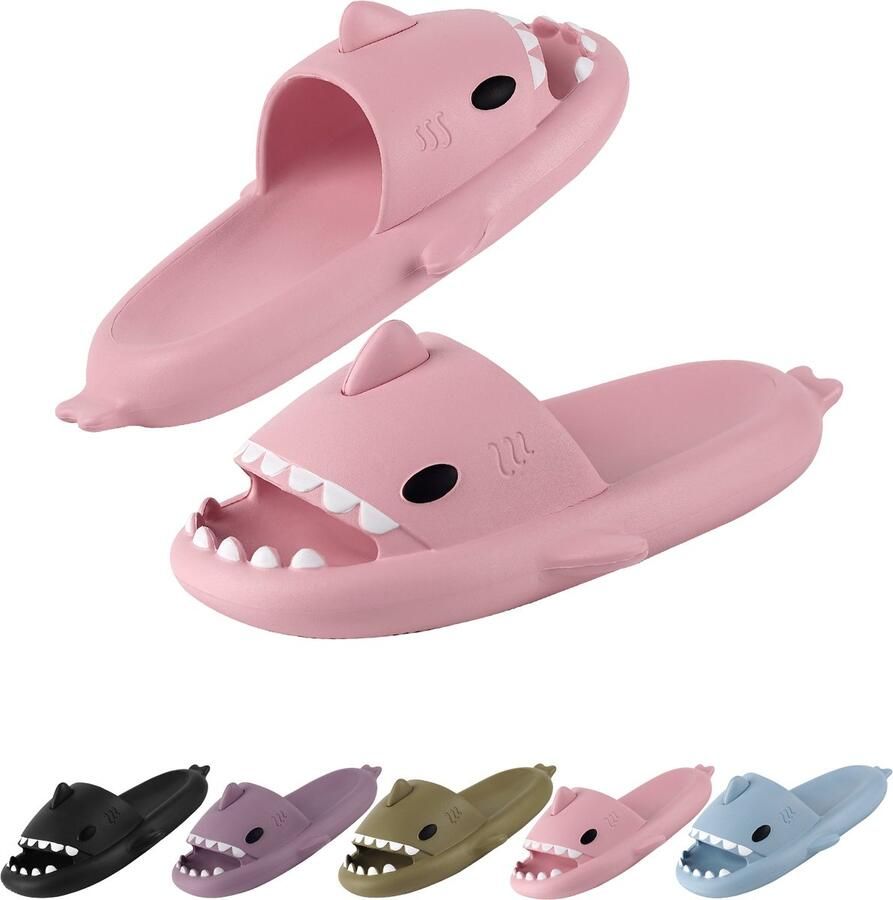Geweo Slippers Slippers Badslippers Shark Slides Haai Slippers Antislip Platform Roze
