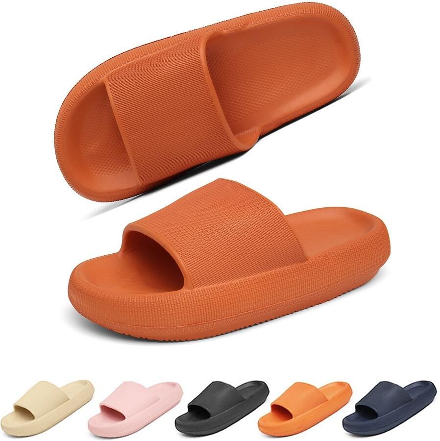 Geweo Slippers EVA Badslippers Unisex Anti-Slip en Stevig Voetbed Anti-lawaai Oranje