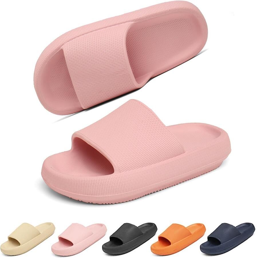 Geweo Slippers Zachte Cloudslippers met Dikke Zool Ergonomisch Gevormd Voetbed Lichtgewicht & Schokdempend Roze