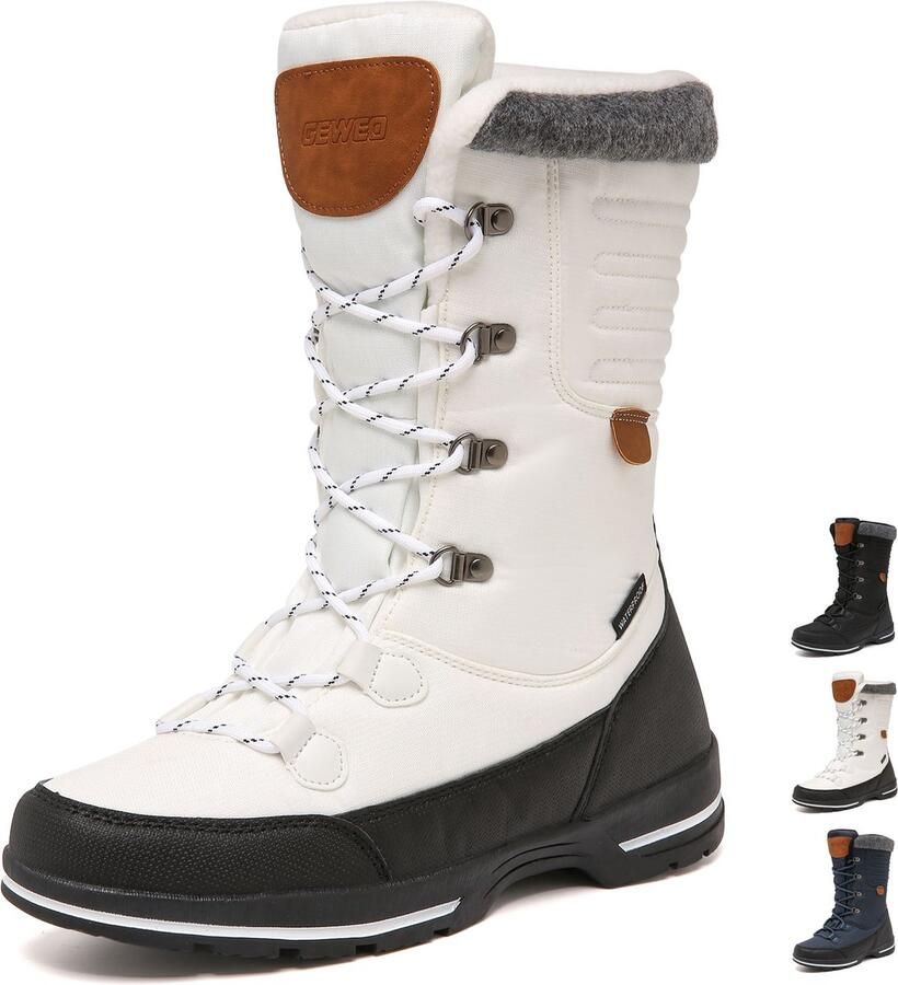 Geweo Snowboots Dames Sneeuwlaarzen Waterdicht Winterlaarzen Wandelschoenen Zwart