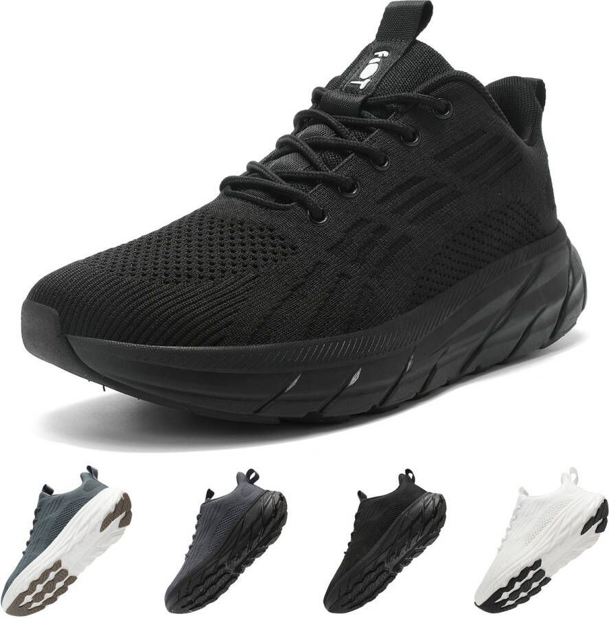 Geweo Sportschoenen Hardloopschoenen voor Brede Voeten Comfort & Demping Ideaal voor Hardlopen & Training- Zwarte