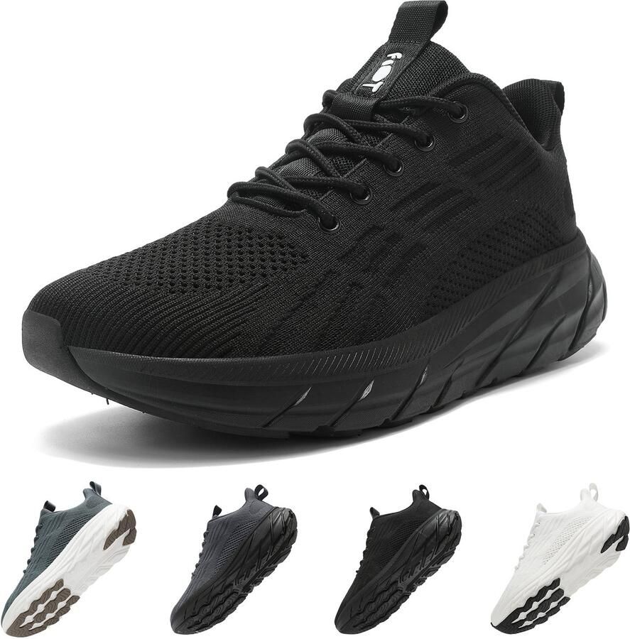 Geweo Sportschoenen Hardloopschoenen voor Brede Voeten Comfort & Demping Ideaal voor Hardlopen & Training- Zwarte