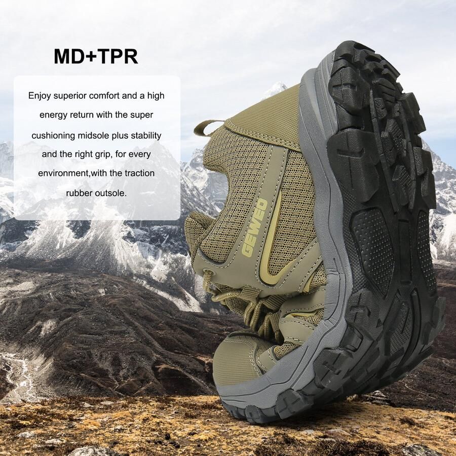 Geweo Wandelschoenen Unisex Outdoorschoenen Outdoor Antislip Waterdicht en Ade d Extra Comfort Kerstmis Kerstfeest Christmas Gift Groente - Foto 2