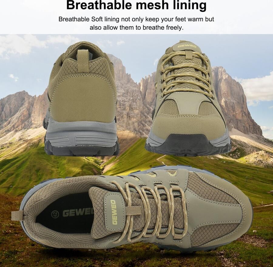 Geweo Wandelschoenen Unisex Outdoorschoenen Outdoor Antislip Waterdicht en Ade d Extra Comfort Kerstmis Kerstfeest Christmas Gift Groente - Foto 5