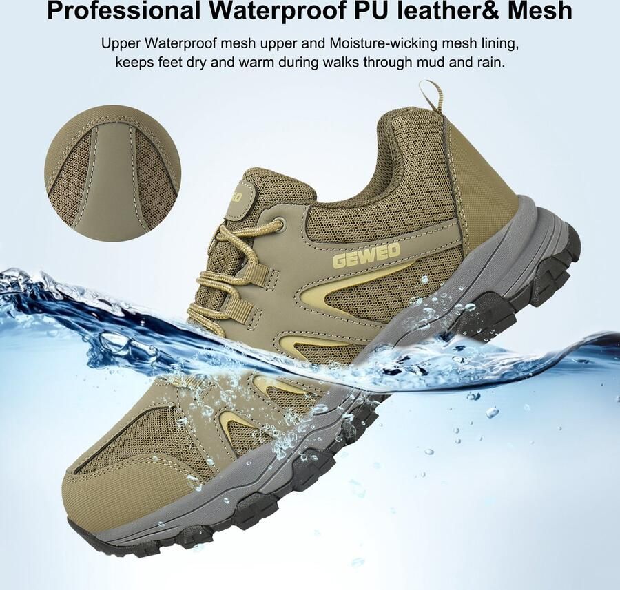 Geweo Wandelschoenen Unisex Outdoorschoenen Outdoor Antislip Waterdicht en Ade d Extra Comfort Kerstmis Kerstfeest Christmas Gift Groente - Foto 9