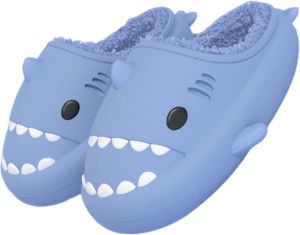 Geweo Home Sloffen Dames Heren Haai Pantoffels Kerstmis Kerstfeest Christmas Gift Antislip Pluche Warme Fleece Open Sloffen Comfortabel Traagschuim Roze