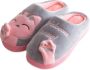 Geweo Home Sloffen Pantoffels Open Sloffen Koraal Fleece Pantoffels Dames Antislip Leuk Katje Kerstmis Kerstfeest Christmas Gift Grijs Roze - Thumbnail 1