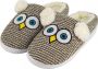 Geweo Home Sloffen Open Sloffen Dichte Sloffen Uil Antislip Pluche Warme Fleece Pantoffels Unisex Kerstmis Kerstfeest Christmas Gift Bruin - Thumbnail 2