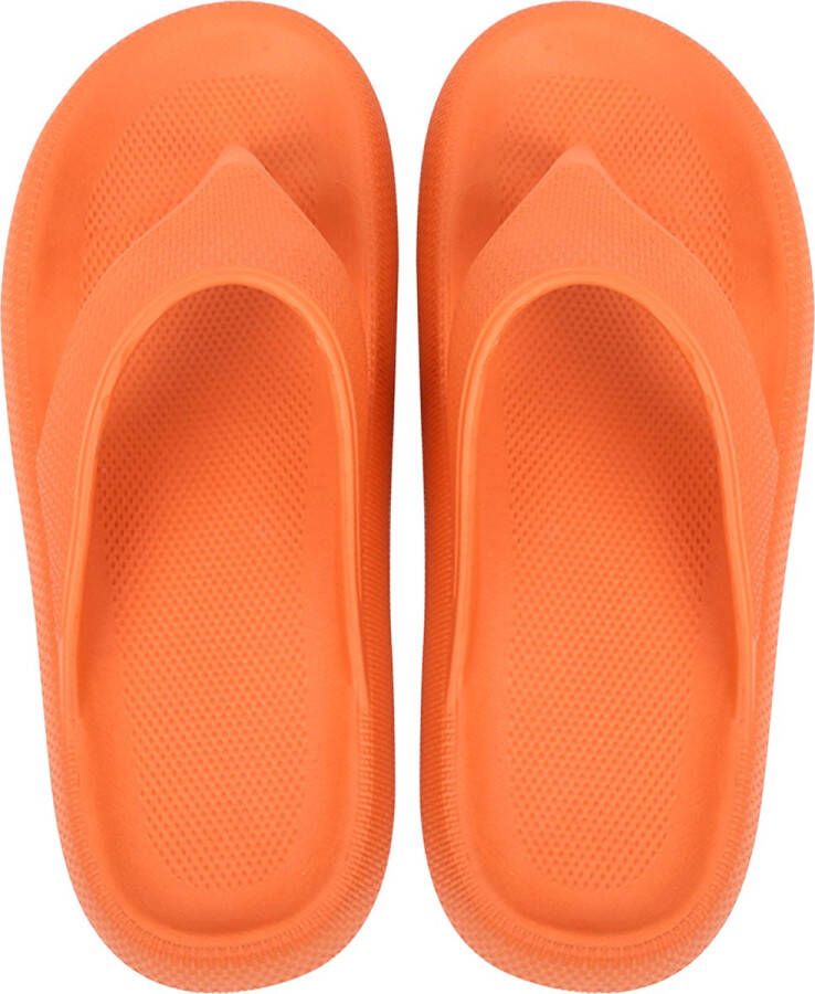 Geweo Slippers Heren Dames EVA Badslippers -Flip Flops Slim Slippers Verdikte Lichtgewicht Super Zacht aan je Voeten Anti-Slip en Stevig Voetbed Anti-lawaai Oranje