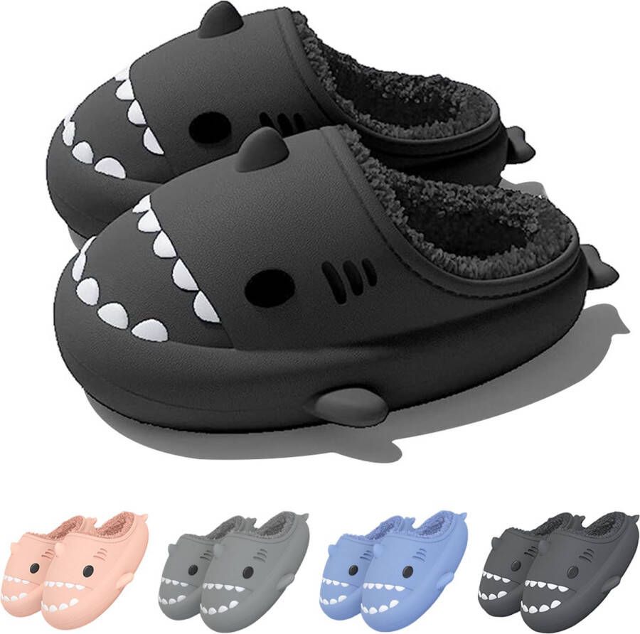 Geweo Pantoffels Haai Sloffen Zweedse Muilen Waterdichte Shark Open Sloffen Dames Heren Donkergrijs - Foto 2