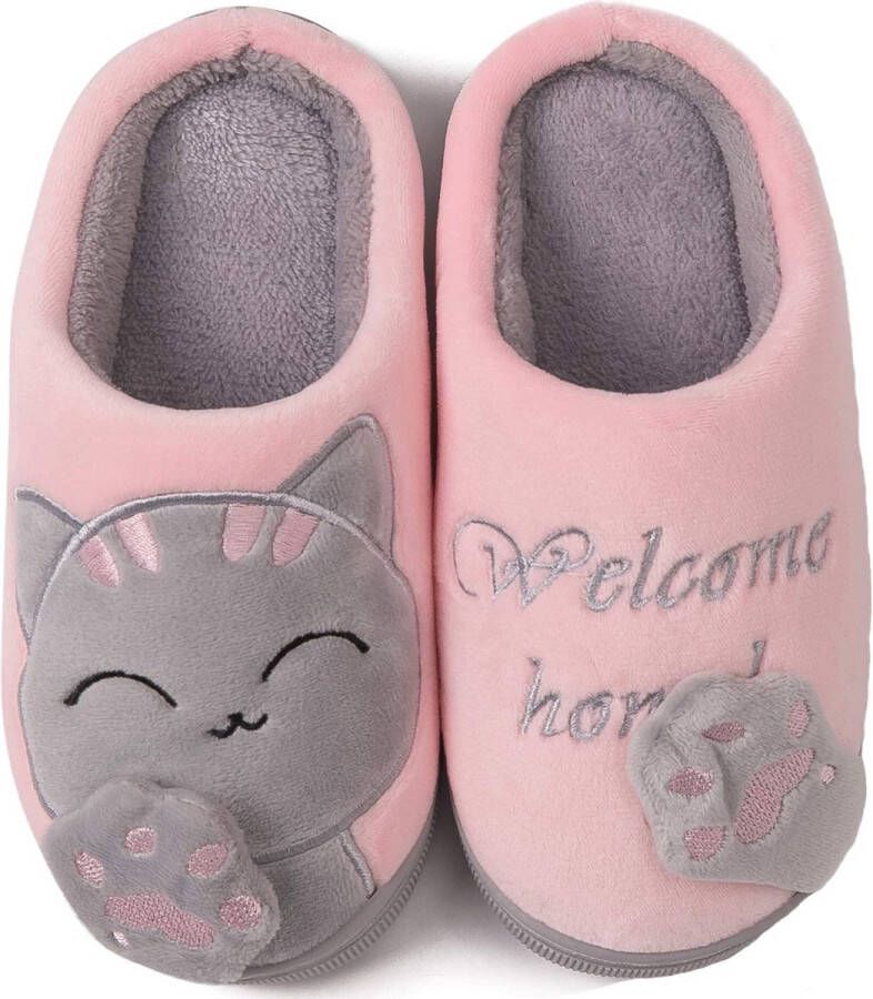 Geweo Pantoffels Sloffen Open Sloffen -Fluffy Slippers Dicht Sloffen Roze