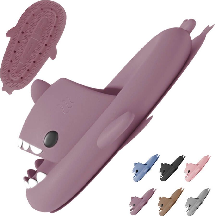 Geweo Shark Slides Haai Slippers Badslippers Kerstmis Kerstfeest Christmas Gift Pantoffels Douchepantoffels Haaienpantoffels Zomer Antislip Platform Kussen Glijbanen Slippers Blauw en Wit