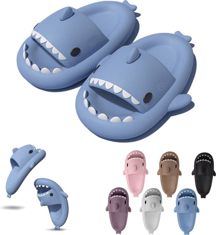 Geweo Shark Slippers Haai Slides Haaien Badslippers EVA -Blauw