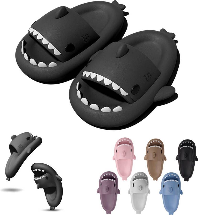 Geweo Shark Slippers Haai Slides Haaien Badslippers EVA -Donkergrijs