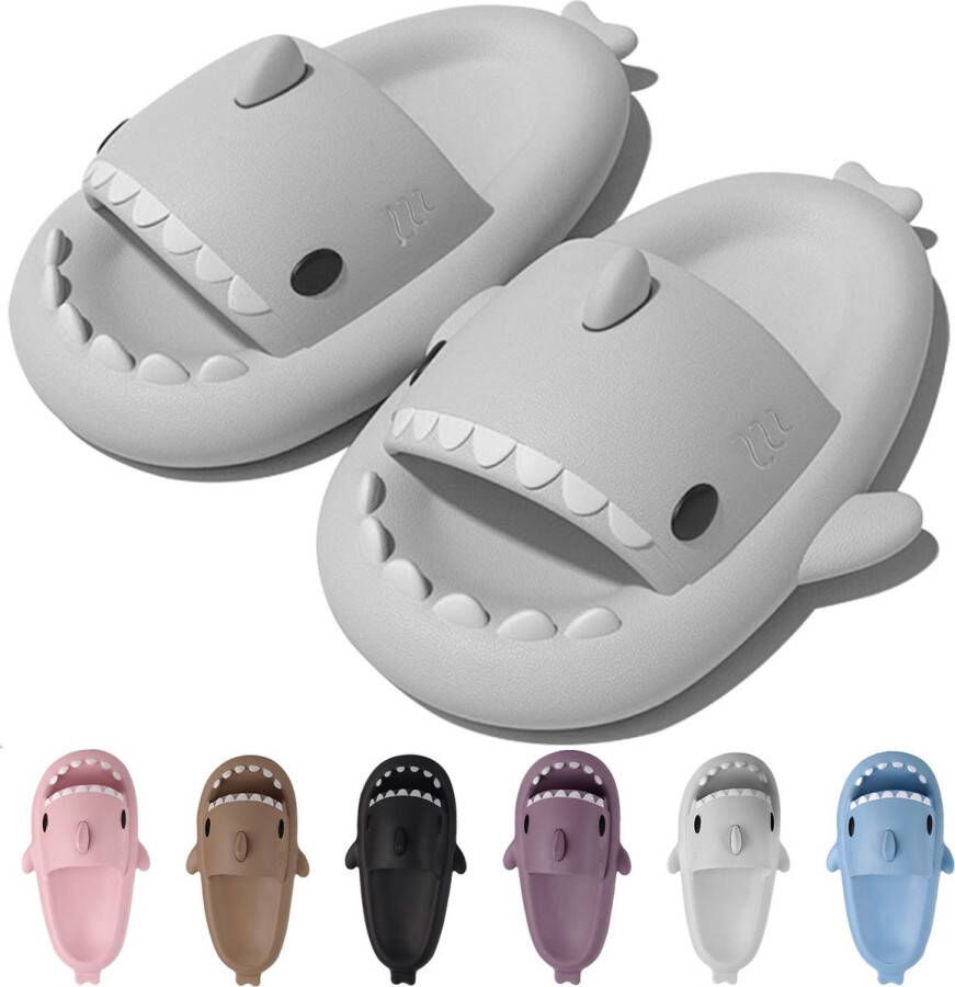 Geweo Shark Slippers Haai Slides Haaien Badslippers EVA -Lichtgrijs